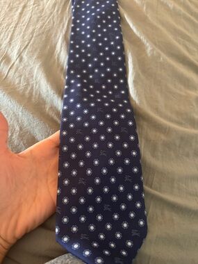 Burberry Navy Floral Medallion Silk Tie